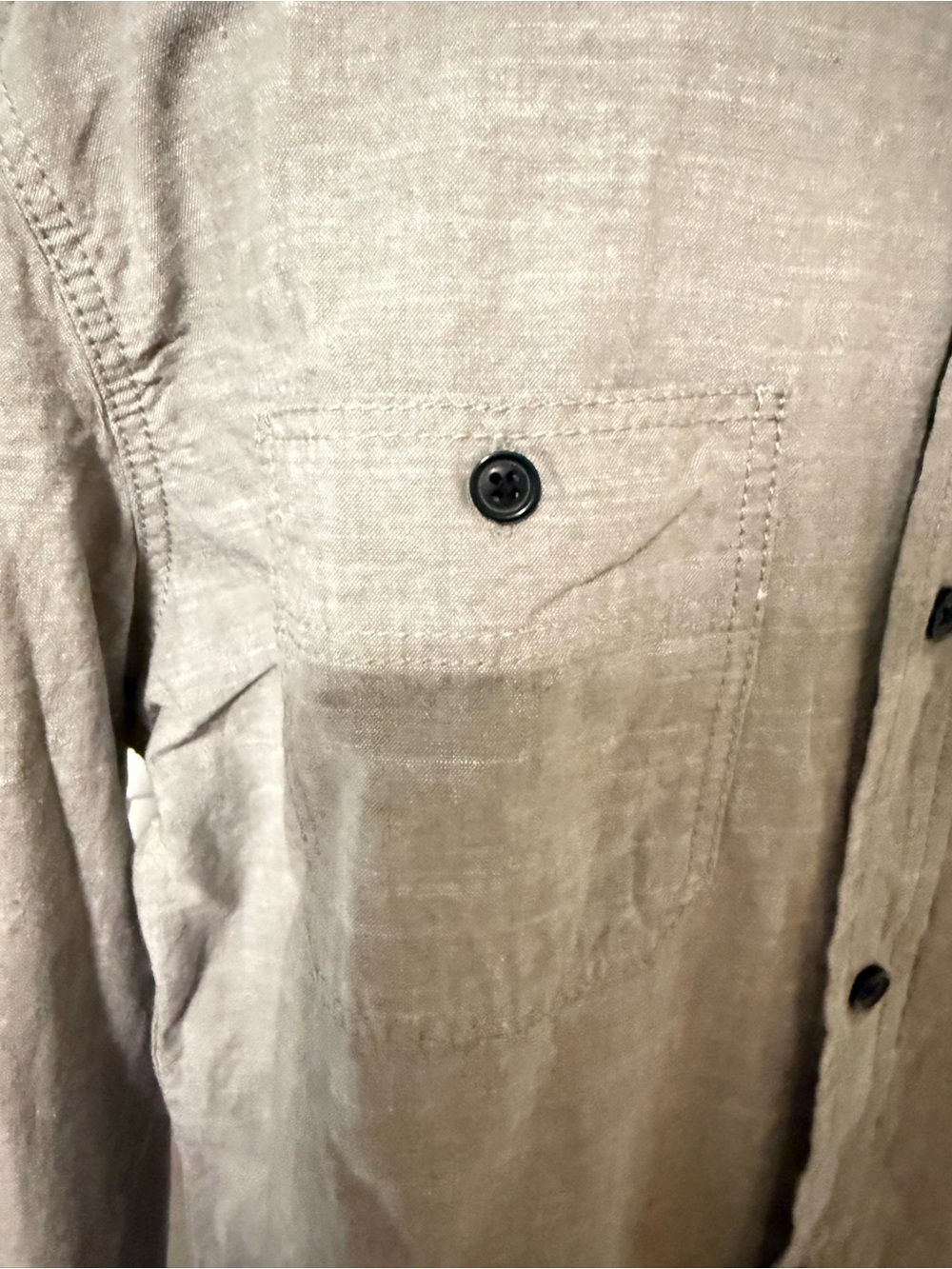 U.S. Polo Assn. Men’s Button-Down Long Sleeve Shirt in Beige & Navy Logo. NWOT - Picture 4 of 10
